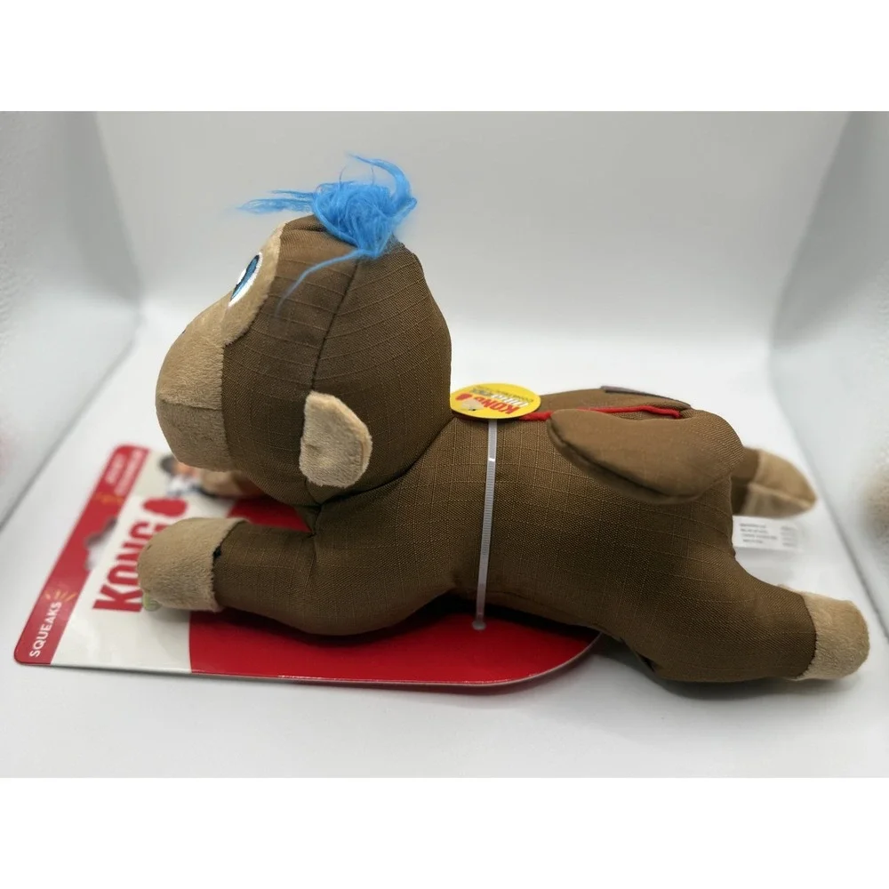 KONG Cozie Ultra Megan Monkey Dog Toy Large Squeaky Ripstop Brown Blue